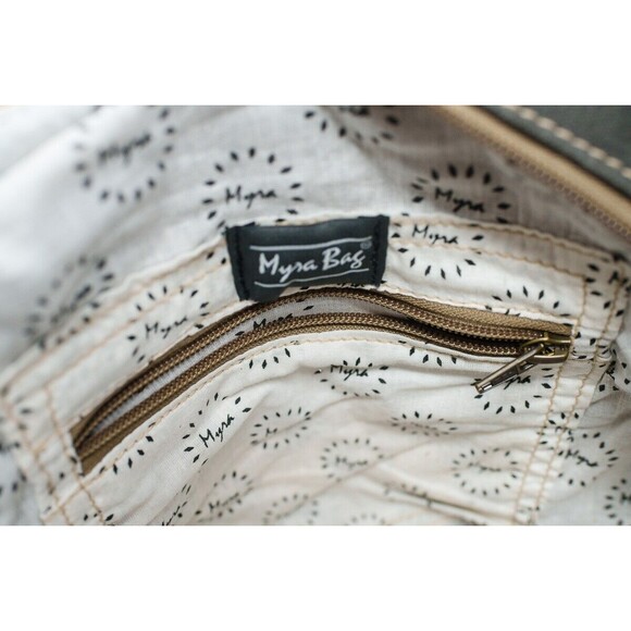 Myra Bag Leaf print Boho Gray Faux Leather & Fur accents S-115 - Picture 9 of 11